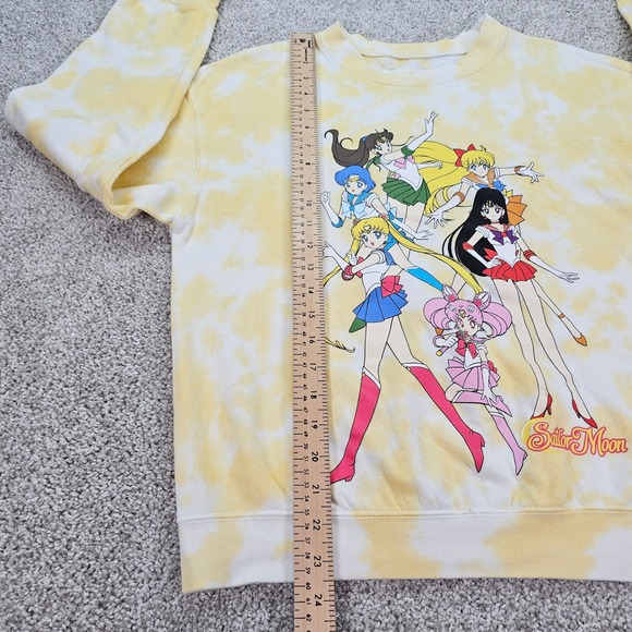 Sailor Moon Yellow Tie Dye Anime Graphic Print Pullover Sweatshirt Womens Small - Picture 4 of 5